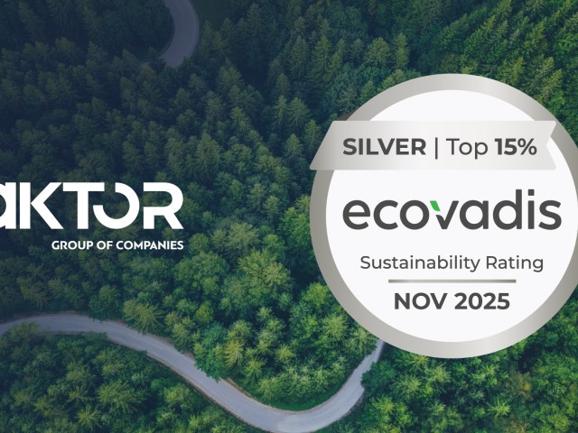 Ο Όμιλος AKTOR απέσπασε τη διάκριση “Silver Medal Award” από την EcoVadis